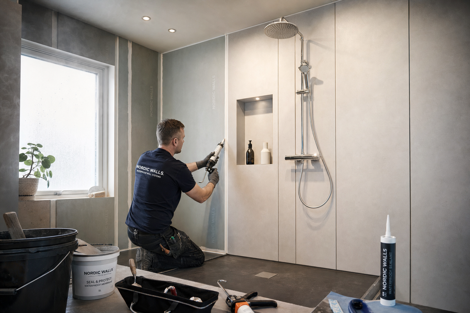 Pvc wandtegels in badkamer