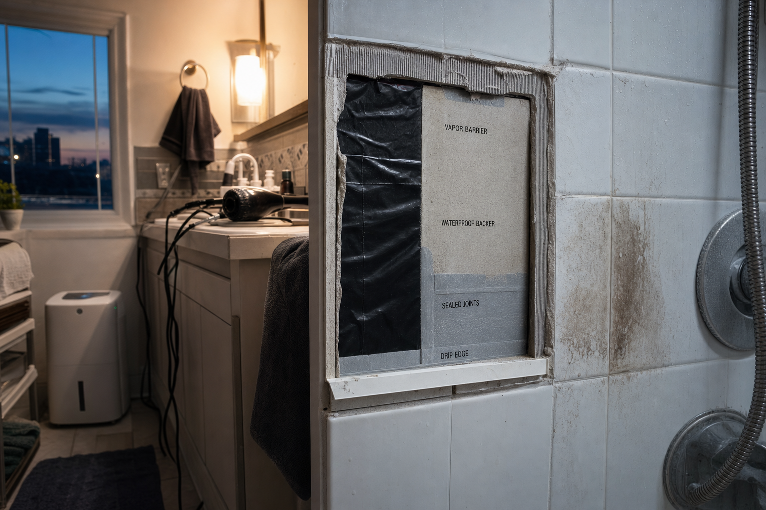 Installatie pvc wandtegels douche